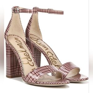 NEW SAM EDELMAN PINK PLAID YARI HEEL 🩷 🖤 9.5
